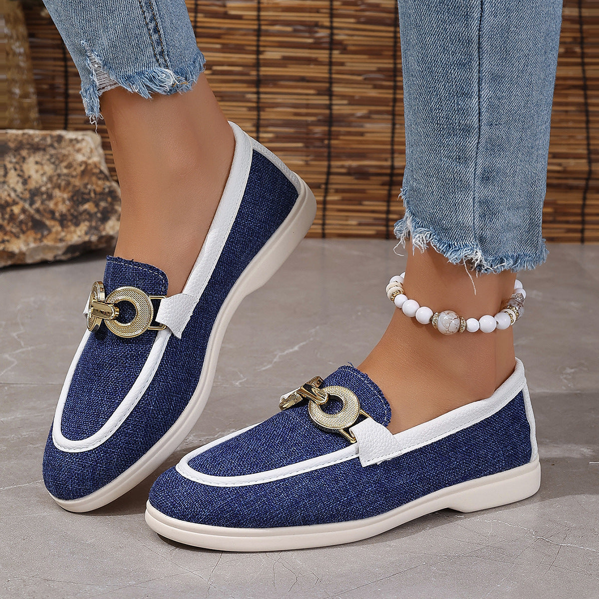 Damen Slipper Elegant Gold Dekoration Comfort
