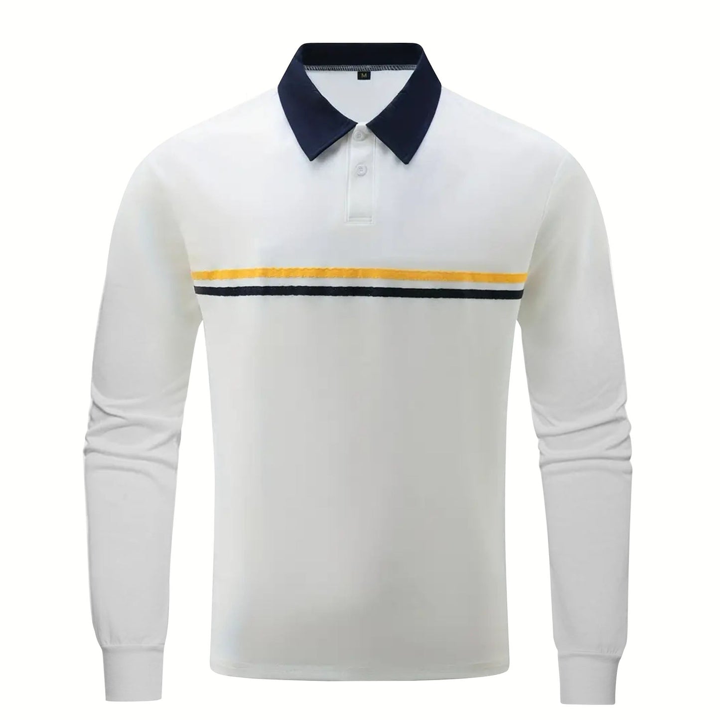 Herren Polohemd Langarm Elegantes Kontrastdesign Modern