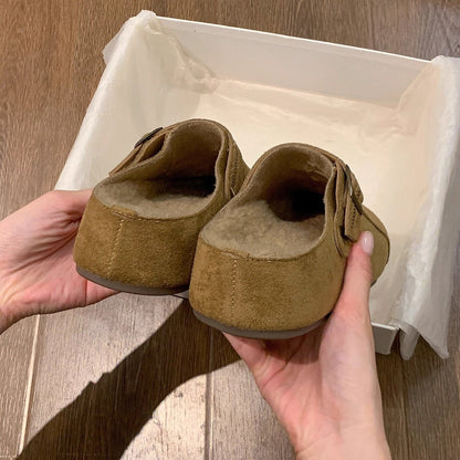 Damen Clogs Warm Bequem Schnalle Modisch