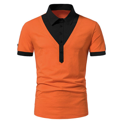 Herren Poloshirt Kurzarm V-Ausschnitt Modern