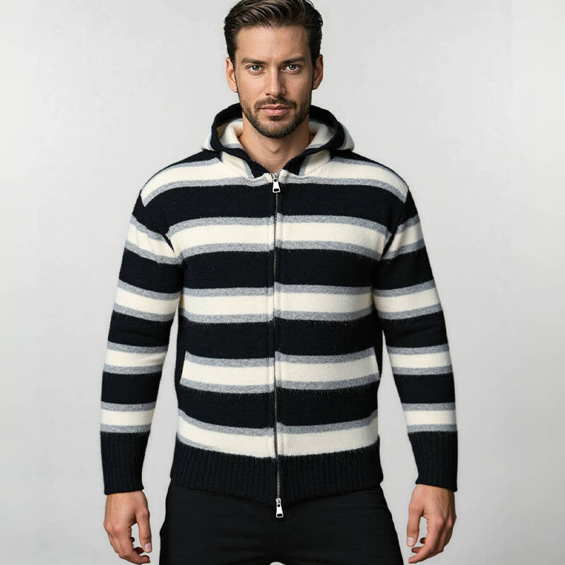 Herren Kapuzenjacke Streifen Weich Modern