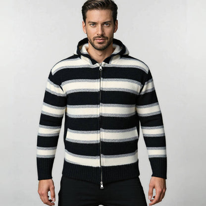 Herren Kapuzenjacke Streifen Weich Modern