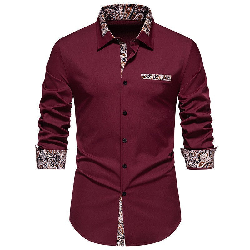 Herren Langarmhemd Paisley Muster Elegant Modern