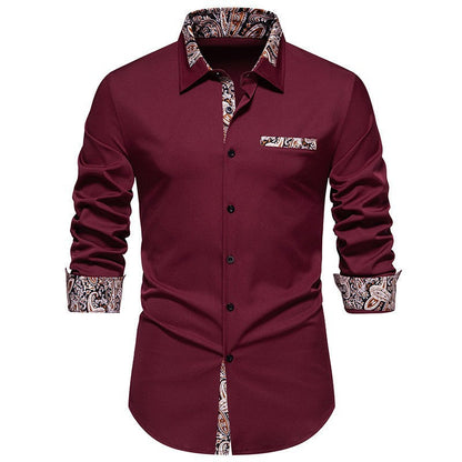 Herren Langarmhemd Paisley Muster Elegant Modern
