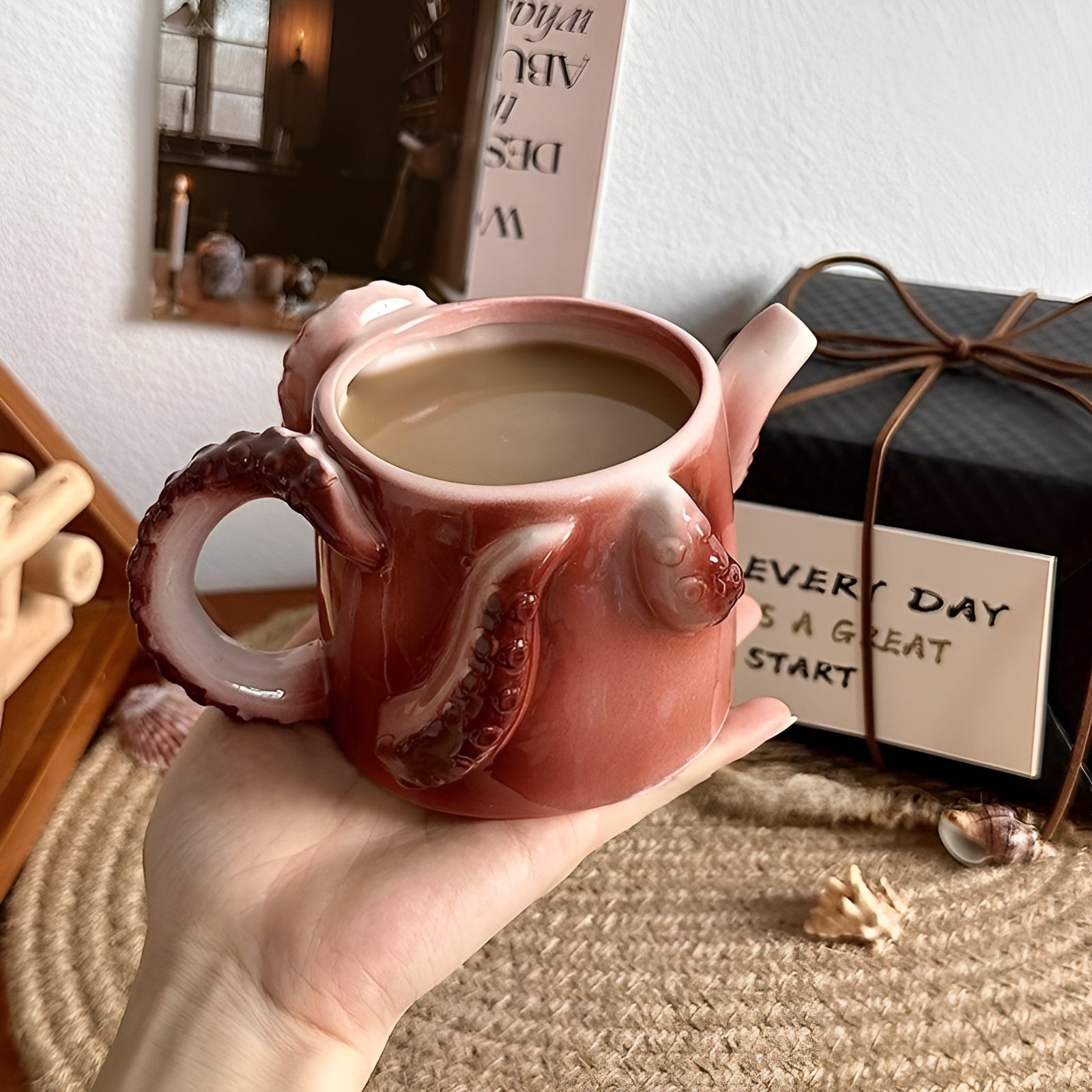 Keramik Kaffeebecher Oktopus Design Farbenfroh - BerlinGlamour
