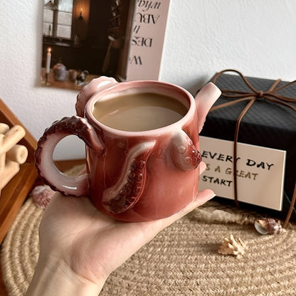 Keramik Kaffeebecher Oktopus Design Farbenfroh - BerlinGlamour