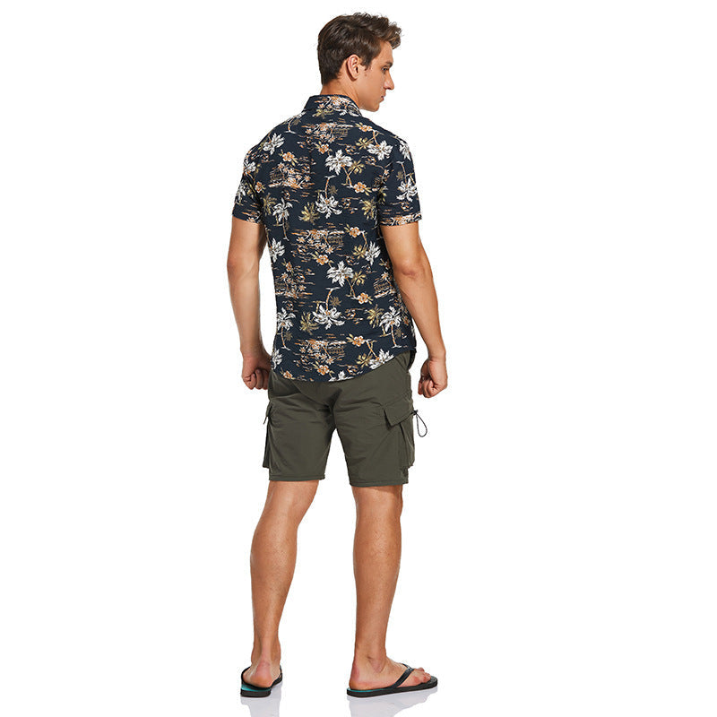 Herren Hemd Kurzarm Blumenmuster Modern