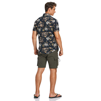 Herren Hemd Kurzarm Blumenmuster Modern