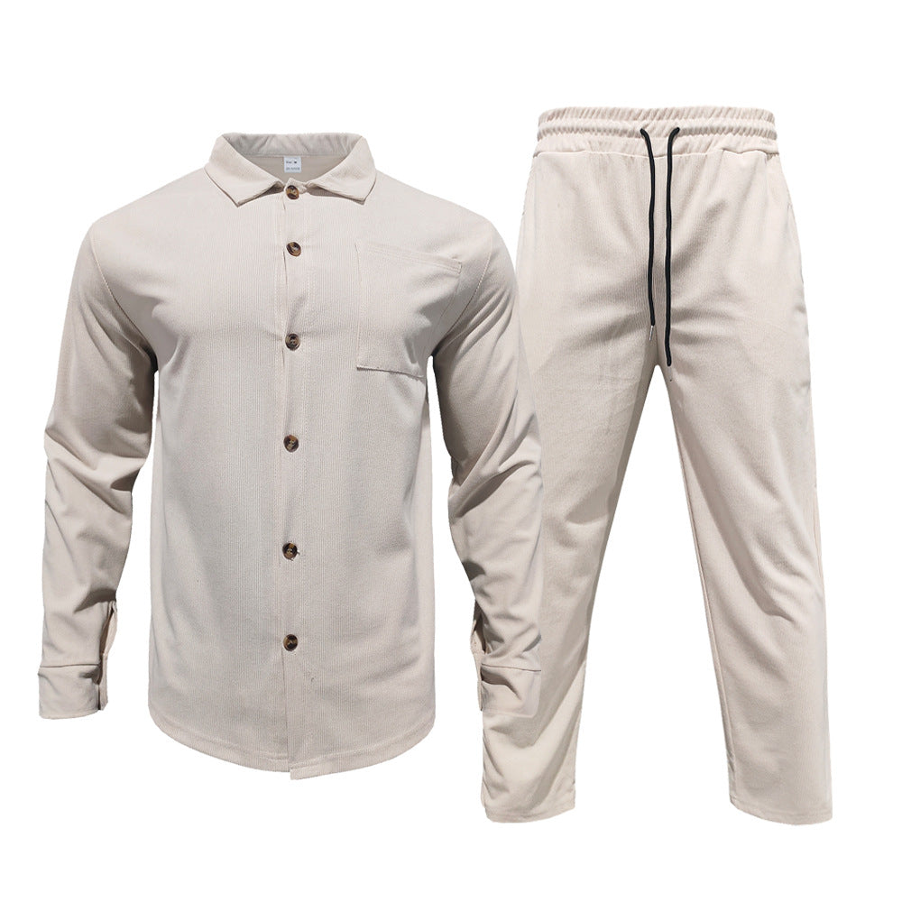 Herren Casual Hemd und Hose Set Modern Freizeit