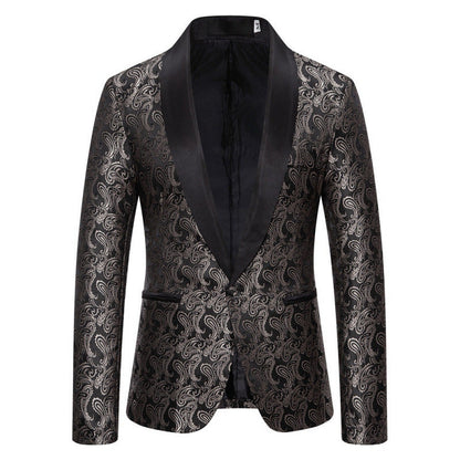 Herren Smokingjacke Elegant mit Muster Schwarz
