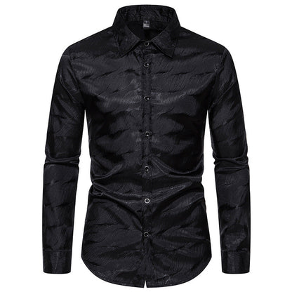 Herren Langarmhemd Wellenmuster Modern Trendy