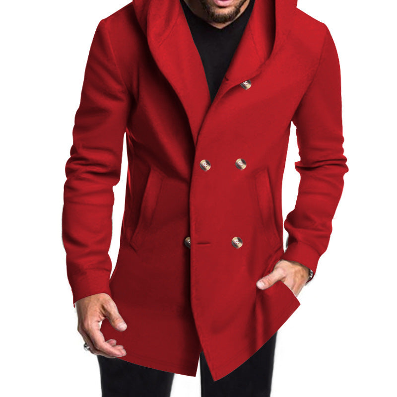 Herren Mantel Warm Elegant mit Knöpfen und großen Taschen