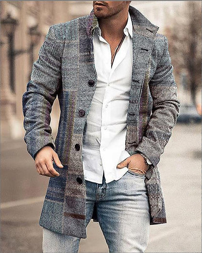 Herren Wollmantel Karo Modern Tailliert