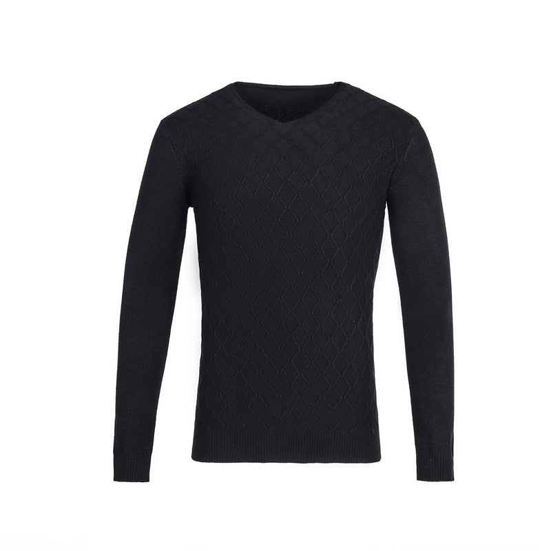 Herren Pullover V-Ausschnitt Struktur Muster Trendig