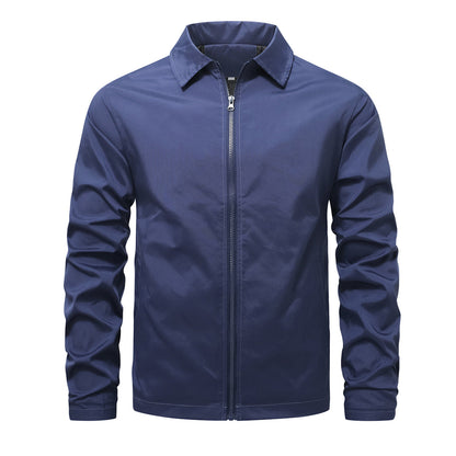 Herren Übergangsjacke Modern Lederlook Schwarz
