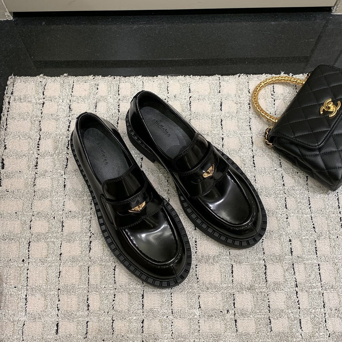 Damen Mokassins Elegante Schnallen Verschluss Schuhe