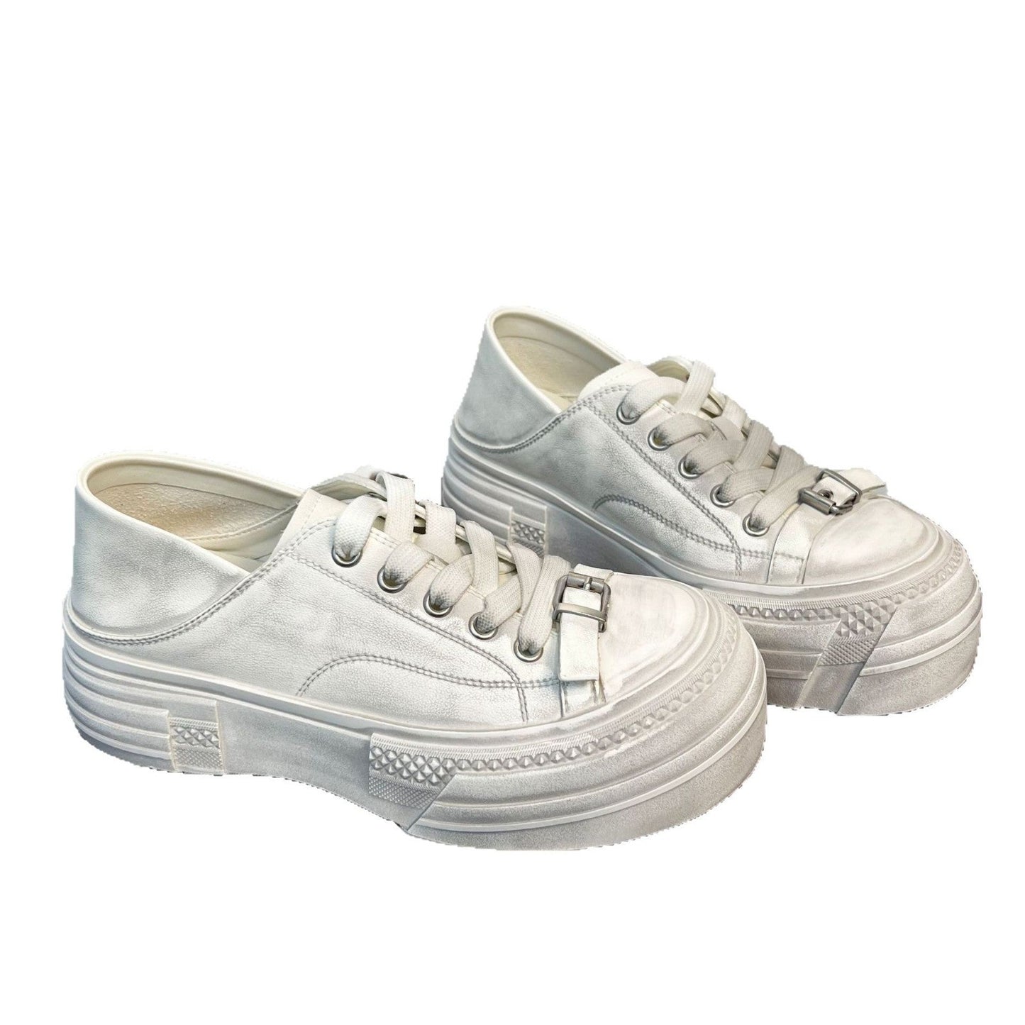 Damen Sneaker Plateau Stiletto Schuhe mit Schnürung