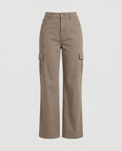 Damen Utility-Hose Hochtailliert Mit Klappentaschen