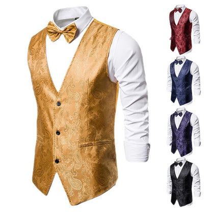 Herrenweste Elegant Floralmuster Mit Fliegenband