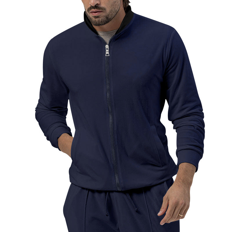 Herren Trainingsjacke Sportlich Stehkragen Reißverschluss