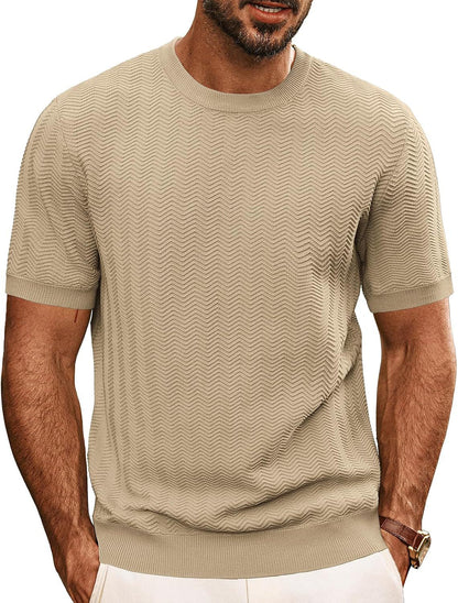 Herren T-Shirt Rundhals Strukturiert Modern