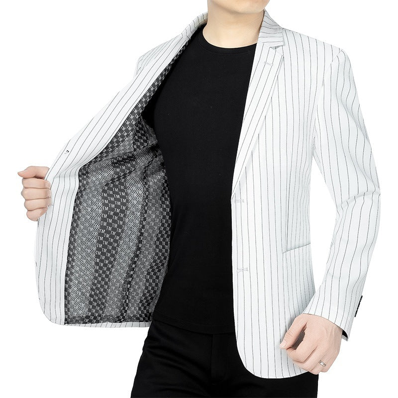 Herren Blazer Jacke Streifen Muster Elegant Slim Fit