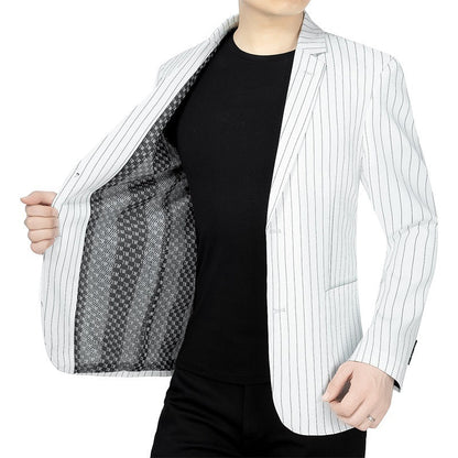 Herren Blazer Jacke Streifen Muster Elegant Slim Fit