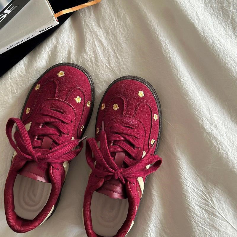 Damen Sneaker atmungsaktiv mit Blumenmuster