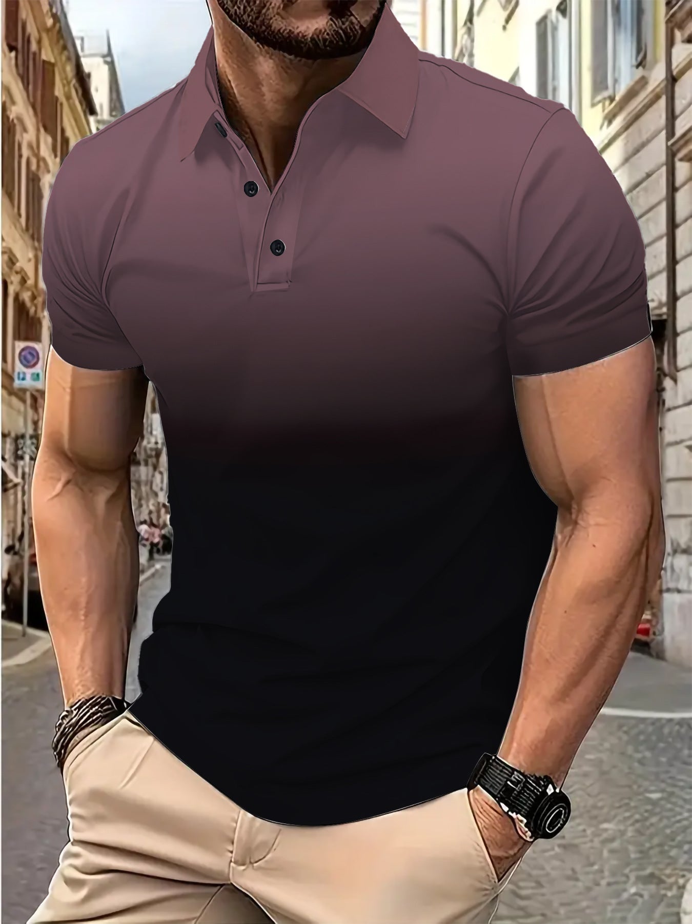 Herren Poloshirt Farbverlauf Modern Sportlich