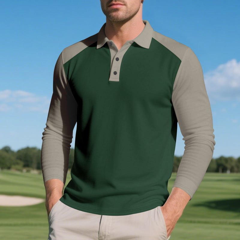 Herren Polo-Shirt Langarm Sportlich Atmungsaktiv