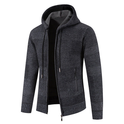 Herren Strickjacke Kapuze Modern Strick Design