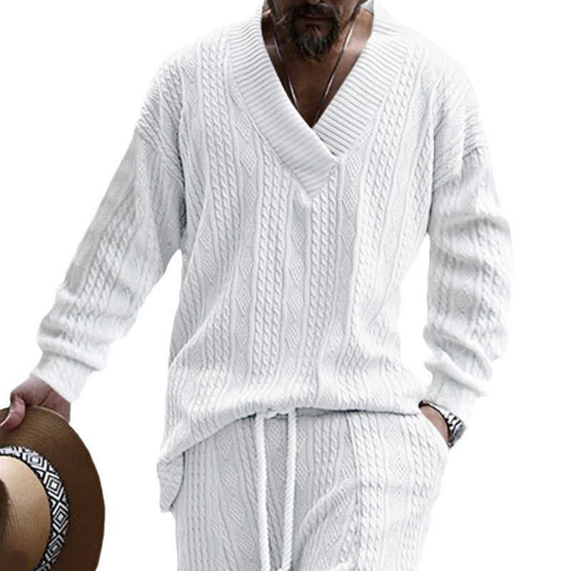 Herren Strickpullover V-Ausschnitt Strukturiert Modern