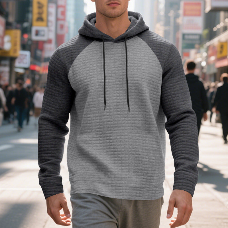 Herren Kapuzenpullover Struktur Optik Farbblock