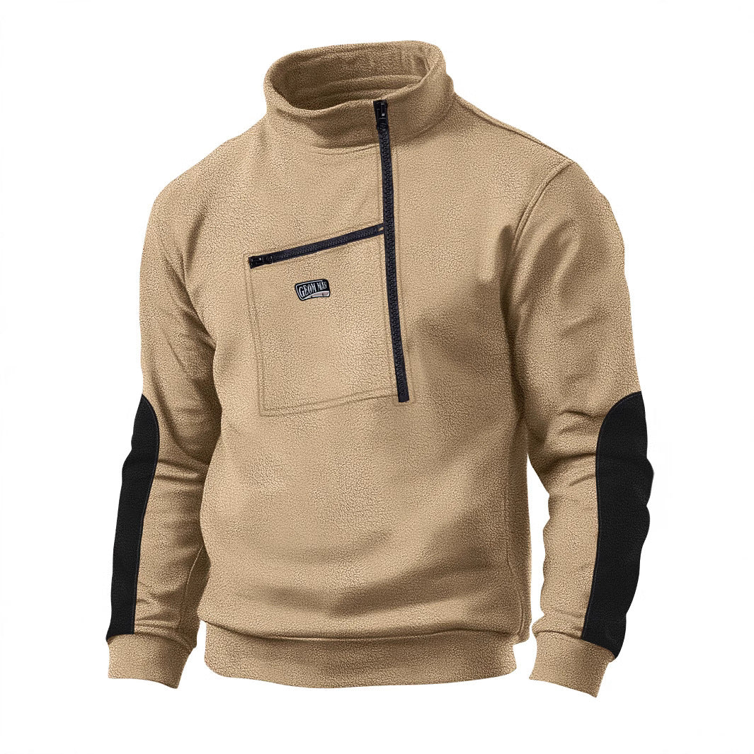 Herren Fleece Pullover Reißverschluss Warm Bequem - BerlinGlamour