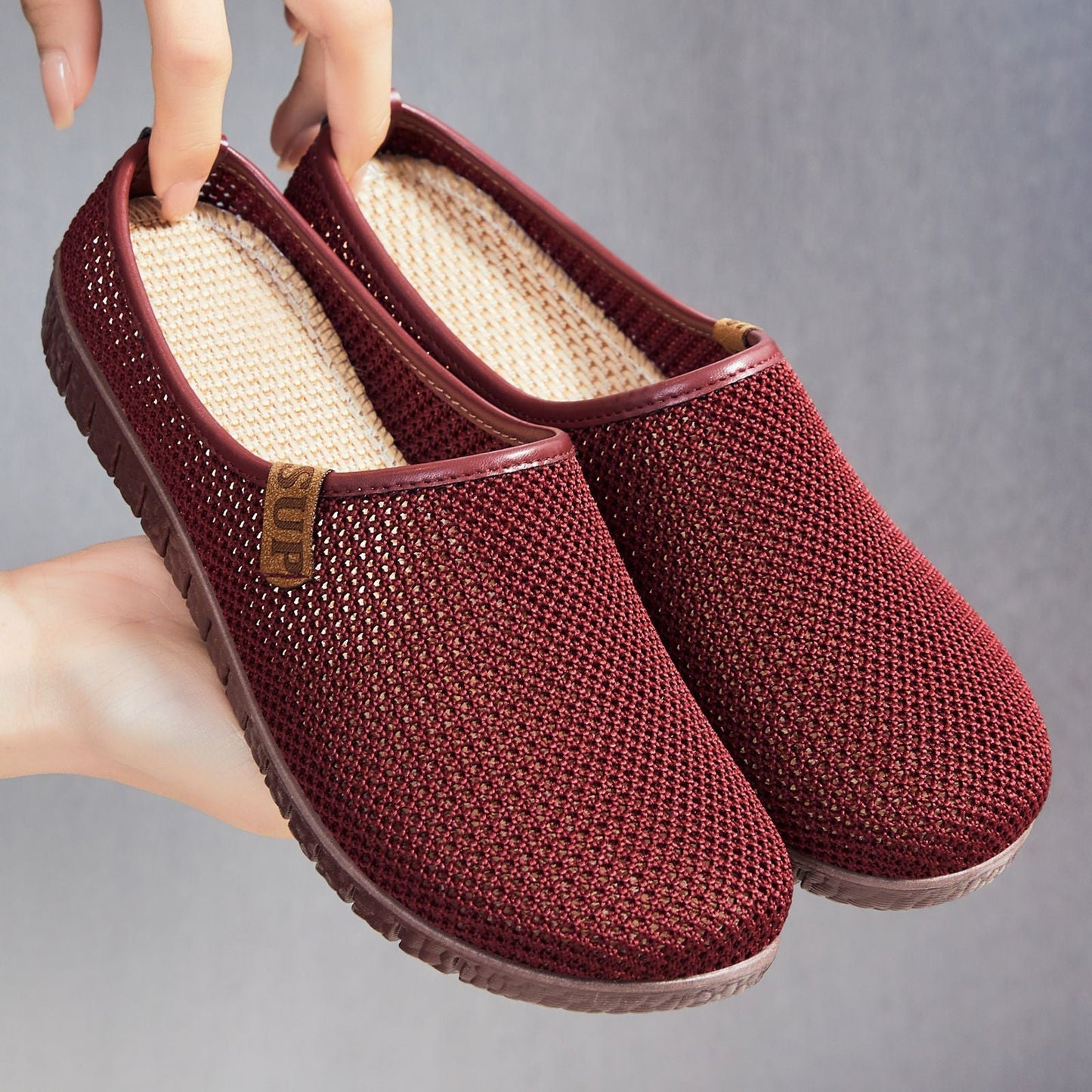 Damen Slipper Atmungsaktiv Mesh Rutschfest Bequem