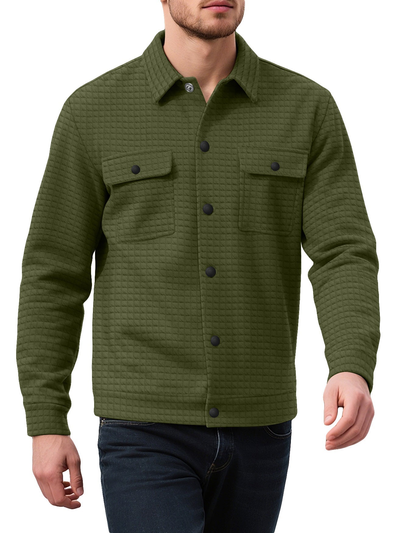 Herren Flanelljacke Lässig Mit Taschen Strukturiert