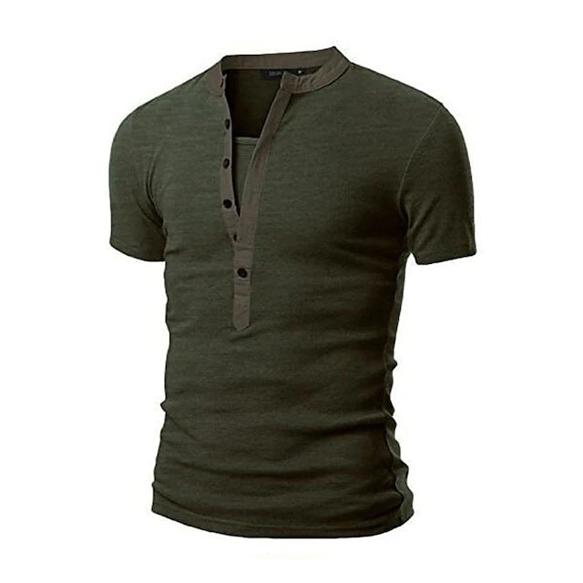 Herren Kurzarm-Shirt Modern mit Knöpfen Slim Fit