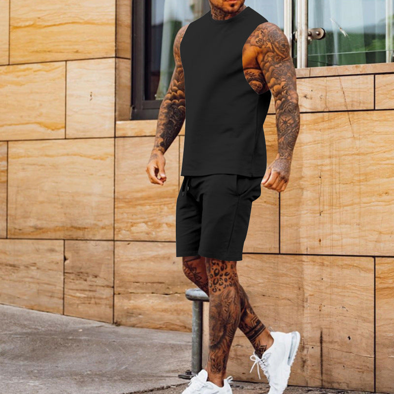 Herren Sportset Tanktop und Shorts Elastischer Bund Sportlich