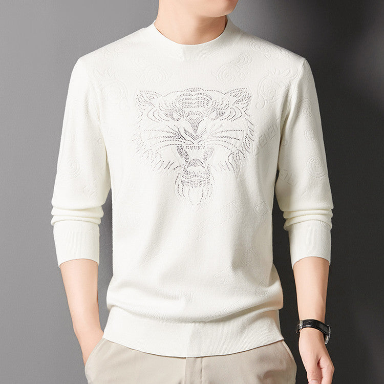 Herren Pullover Löwenmotiv Glamour Strick