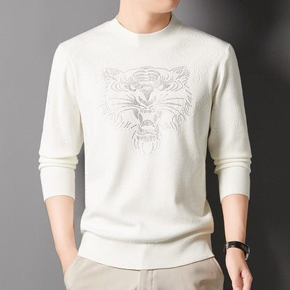 Herren Pullover Löwenmotiv Glamour Strick