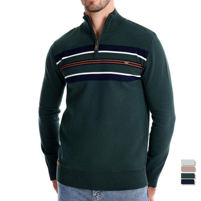 Herren Strickpullover Halbzipper Modern Streifen Design