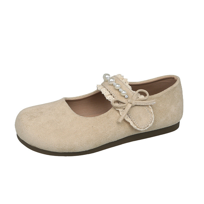 Damen Ballerina Schuhe Plüsch Elegant mit Schleife