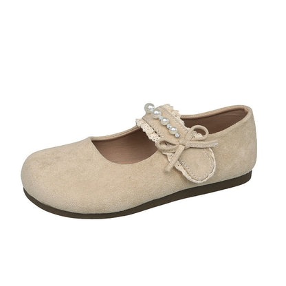 Damen Ballerina Schuhe Plüsch Elegant mit Schleife