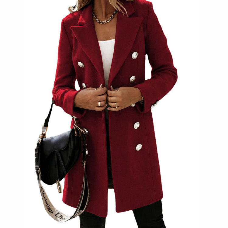 Damen Übergangsjacke Mit Doppelknöpfen Eleganter Kragen