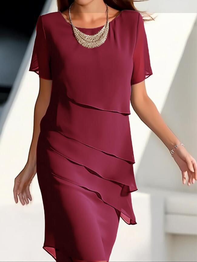 Elegantes Damen Wickelkleid mit Schichten Schwarz