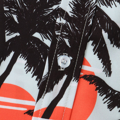 Herren Kurzarmhemd Flamingo Print Leicht Sommer