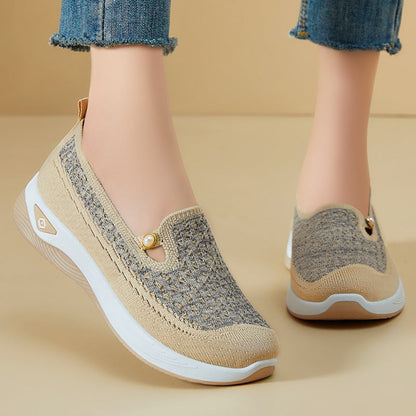Damen Sneaker Strick Bequem Rutschfest