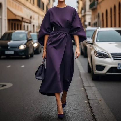 Damenkleid Midikleid Puffärmel Elegant