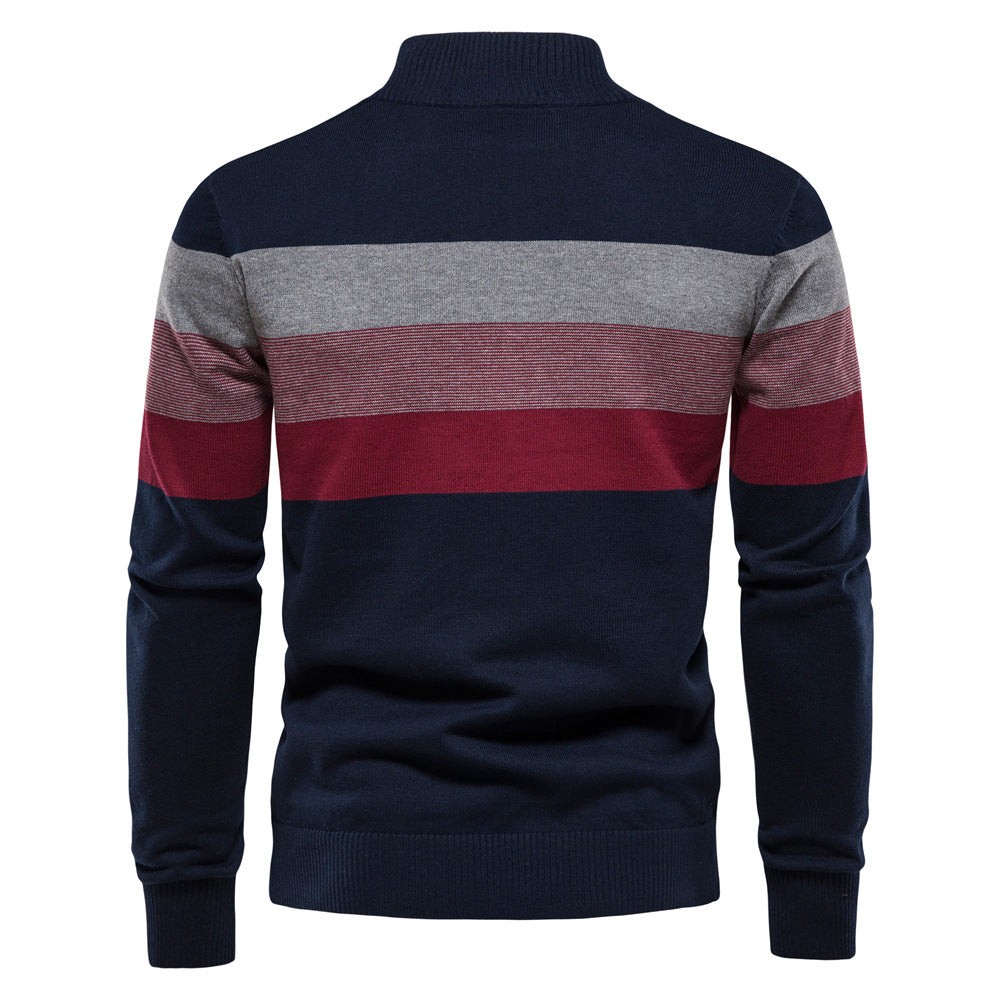 Herren Sweatpullover Modern Kurzreißverschluss Farbblockstreifen Sportlich