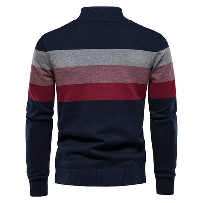 Herren Sweatpullover Modern Kurzreißverschluss Farbblockstreifen Sportlich